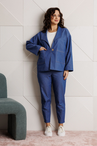 Блуза, брюки, жакет Mubliz 318 синий - фото 20