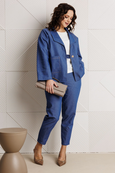 Блуза, брюки, жакет Mubliz 318 синий - фото 16