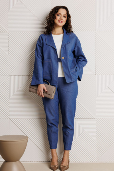 Блуза, брюки, жакет Mubliz 318 синий - фото 15