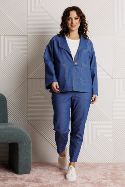 Блуза, брюки, жакет Mubliz 318 синий - фото 8