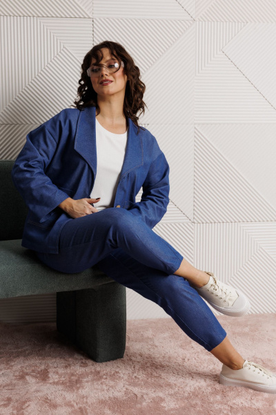 Блуза, брюки, жакет Mubliz 318 синий - фото 6