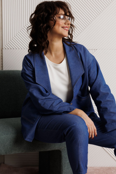 Блуза, брюки, жакет Mubliz 318 синий - фото 5