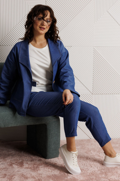 Блуза, брюки, жакет Mubliz 318 синий - фото 4