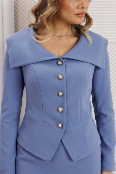 Жакет, юбка Мода Юрс 26-2958 голубой - фото 4