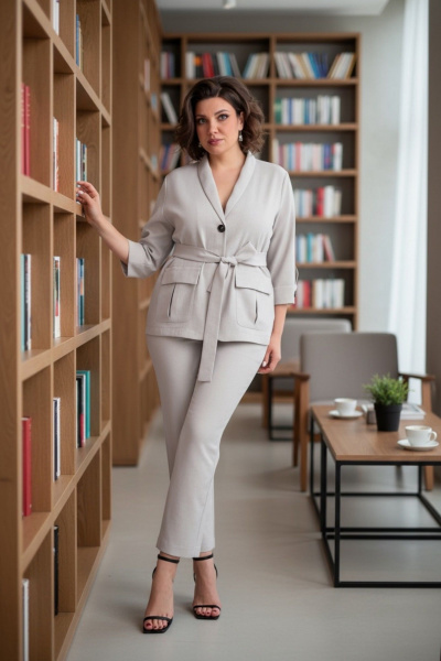 Брюки, жакет LadisLine 1588 светло-серый - фото 4