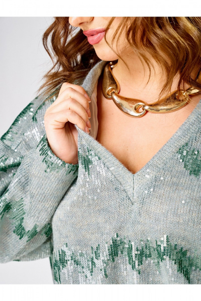 Джемпер Condra 16305 серый-мятный - фото 5