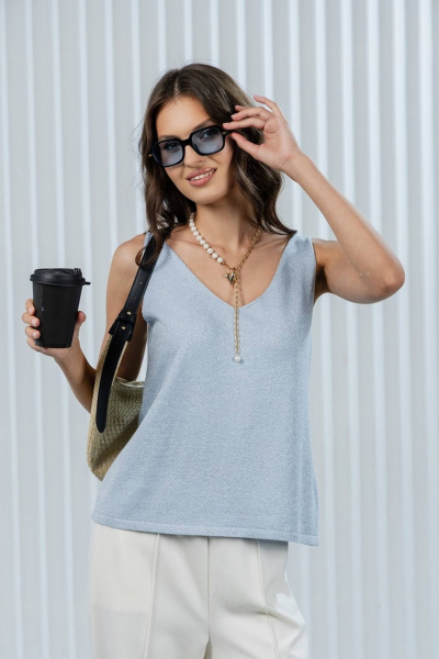 Топ Romgil РВ0385-ХМ2 бледно-голубой, серебро - фото 1