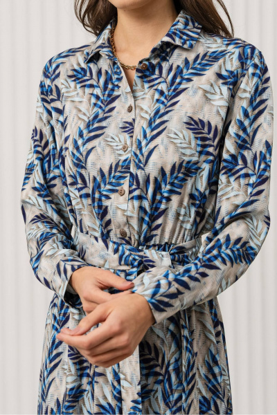 Платье Romgil РТ0130-ВИ2 светло-бежевый, голубой, синий - фото 4