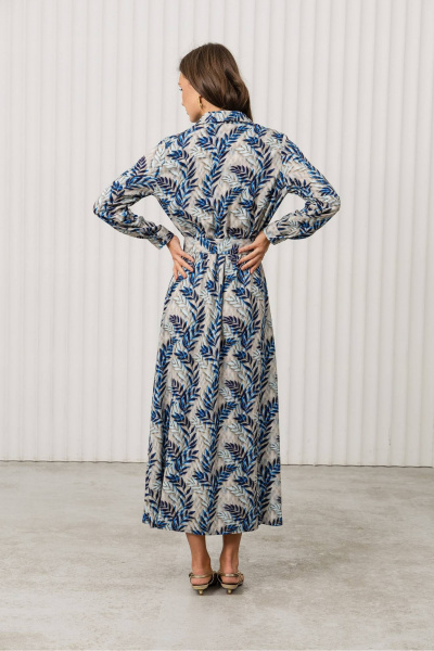 Платье Romgil РТ0130-ВИ2 светло-бежевый, голубой, синий - фото 2