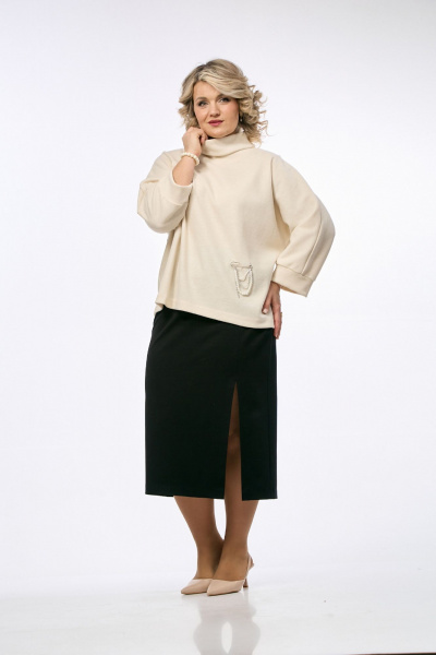 Джемпер, юбка OVERYOU М234 молочно-черный - фото 2