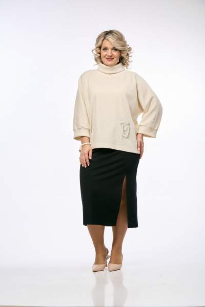 Джемпер, юбка OVERYOU М234 молочно-черный - фото 1