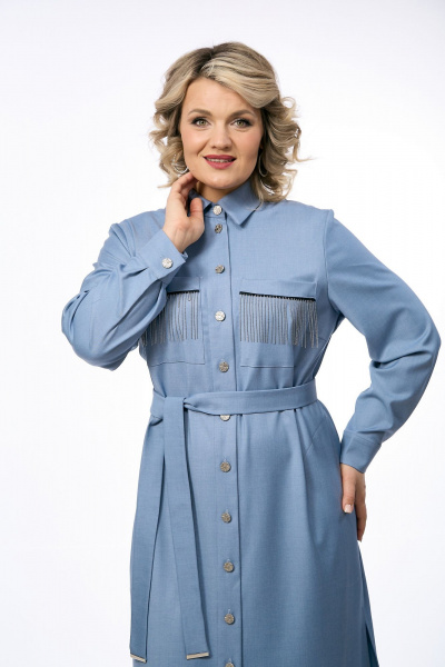 Платье OVERYOU М238 серо-голубой - фото 6