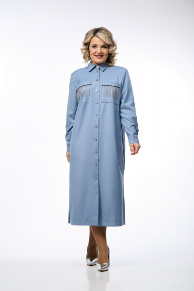 Платье OVERYOU М238 серо-голубой - фото 4