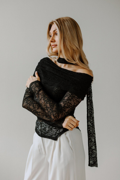 Джемпер, шарф AEQU 220002-black - фото 6