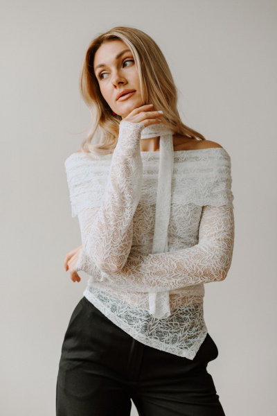 Джемпер, шарф AEQU 220002-white - фото 9