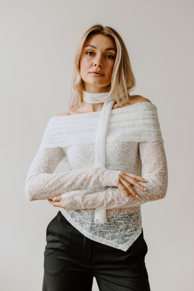 Джемпер, шарф AEQU 220002-white - фото 8