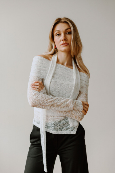 Джемпер, шарф AEQU 220002-white - фото 7