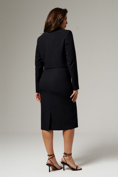 Деловой комплект из жакета и юбки из поливискозы Панда 113910w черный - фото 4