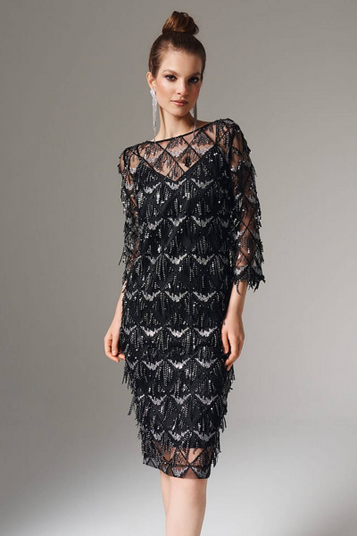 Платье Nelva 51606 серебристо-черный - фото 2