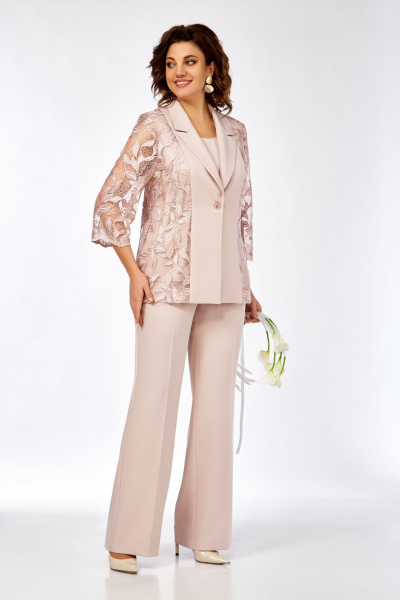Брюки, жакет Ольга Стиль С-996 пудро-розовый - фото 5