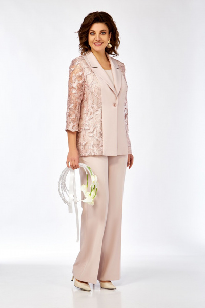 Брюки, жакет Ольга Стиль С-996 пудро-розовый - фото 2