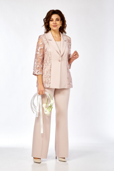 Брюки, жакет Ольга Стиль С-996 пудро-розовый - фото 1