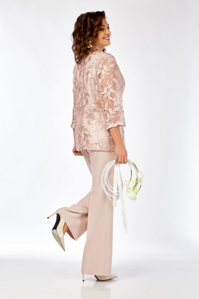 Брюки, жакет Ольга Стиль С-996 пудро-розовый - фото 3