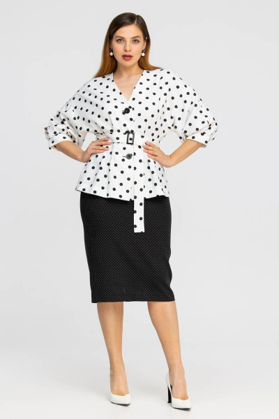 Легкий деловой комплект блузы и юбки из текстиля Vita 5-502Al-421 - фото 1