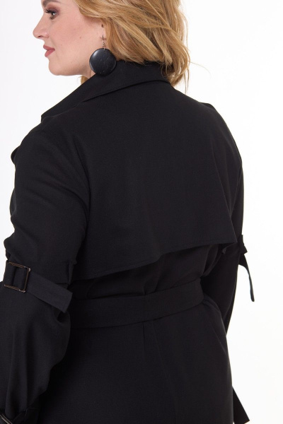 Платье-тренч из льняной ткани в классическом стиле Anelli 1029 черный - фото 9