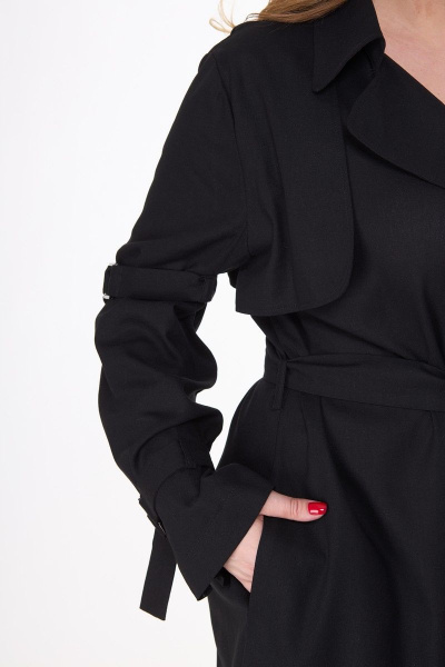 Платье-тренч из льняной ткани в классическом стиле Anelli 1029 черный - фото 7