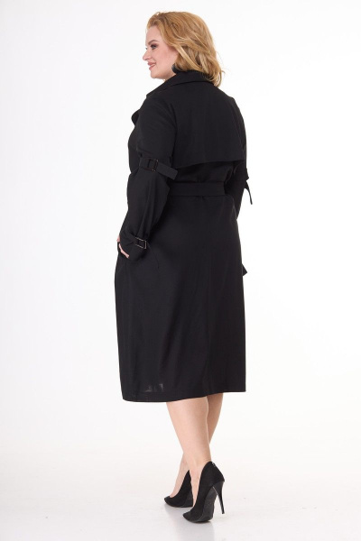 Платье-тренч из льняной ткани в классическом стиле Anelli 1029 черный - фото 5
