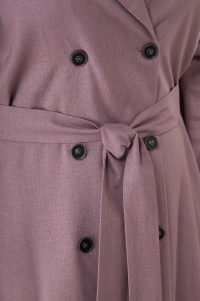 Платье-тренч из льняной ткани с классическими деталями Anelli 1029 фиолетовый - фото 7