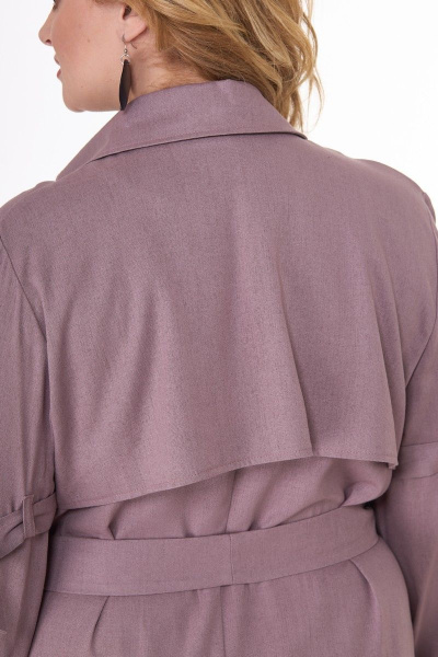 Платье-тренч из льняной ткани с классическими деталями Anelli 1029 фиолетовый - фото 4