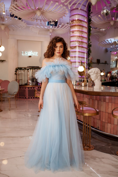 Платье Lady Lusso 19-23 голубой - фото 1