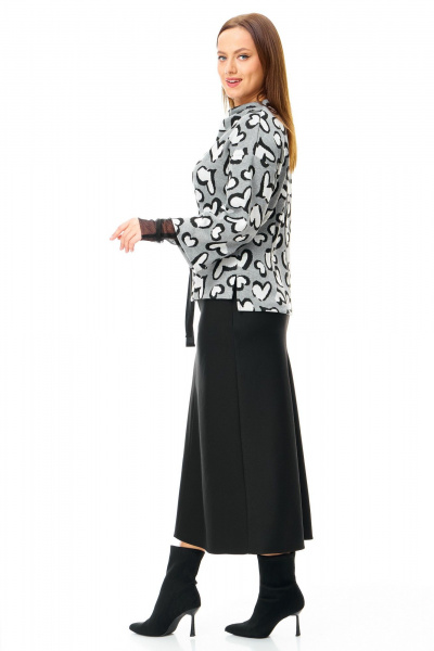 Джемпер, юбка, манжеты T&N 7726 сердечки-черный - фото 2