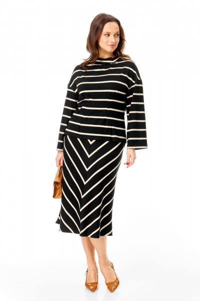 Джемпер, юбка T&N 7732 черный_полоска - фото 7