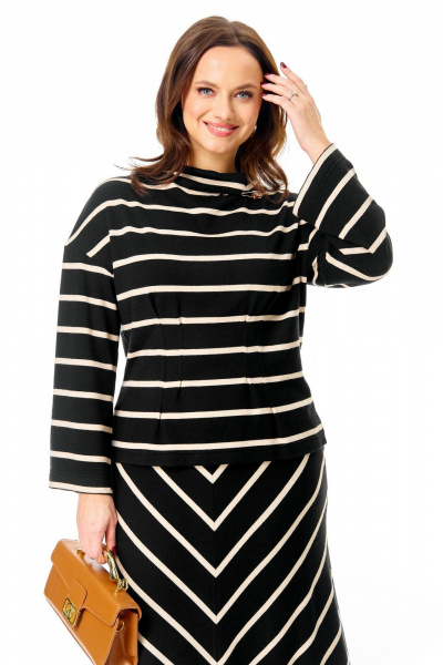 Джемпер T&N 7733 черный_полоска - фото 4