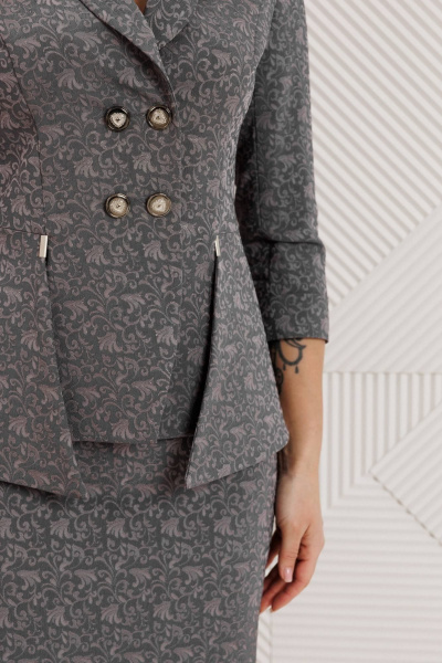 Жакет, юбка Мода Юрс 26-2768 серый - фото 3