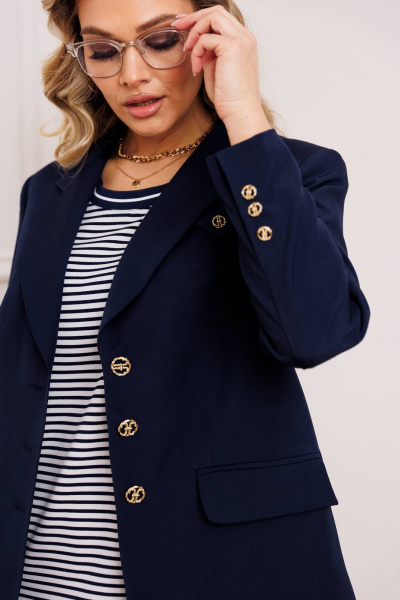 Брюки, жакет, топ Мода Юрс 26-2891 синий - фото 2