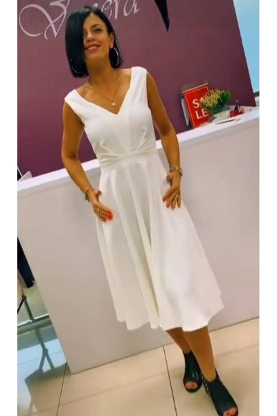 Платье приталенное с декоративными складками и V-образным вырезом S. Veles 3-203 - фото 2