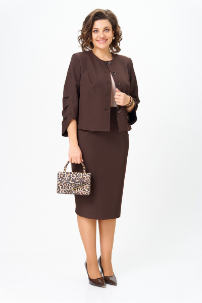 Жакет, юбка Vilena 1126 шоколад - фото 1