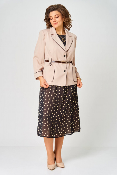 Жакет, платье Karina deLux M-1381 черно-бежевый - фото 10