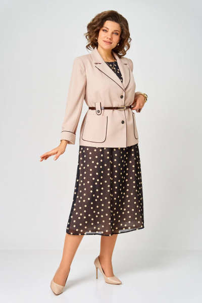 Жакет, платье Karina deLux M-1381 черно-бежевый - фото 1