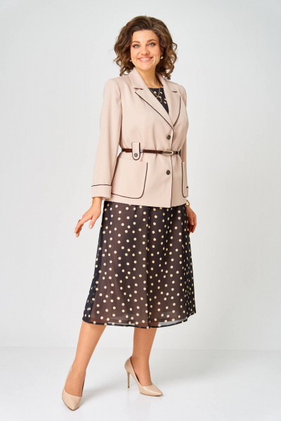 Жакет, платье Karina deLux M-1381 черно-бежевый - фото 8