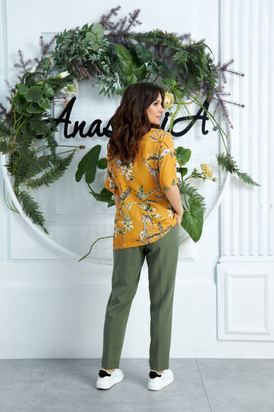 Брюки, жакет Anastasia 635 горчица,хаки - фото 8
