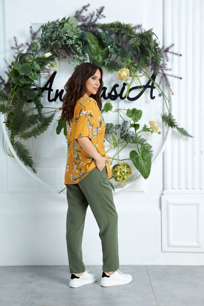 Брюки, жакет Anastasia 635 горчица,хаки - фото 7