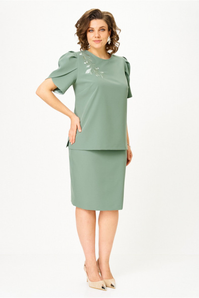 Блуза, юбка Vilena 1143 полынь - фото 2