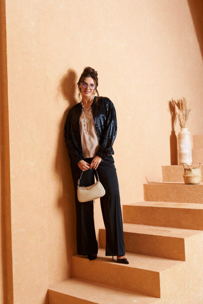 Блуза, брюки, топ Beautiful&Free 6427 черный-латте - фото 13