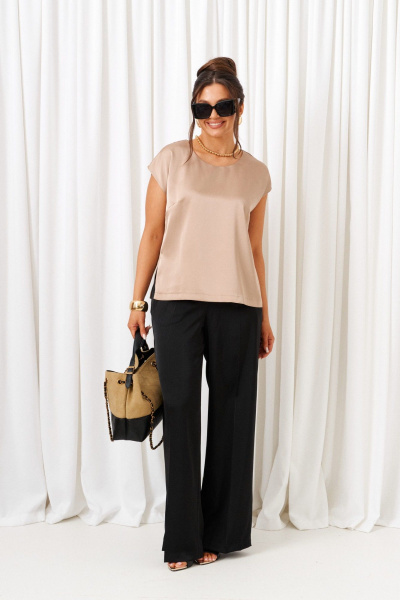 Блуза, брюки, топ Beautiful&Free 6427 черный-латте - фото 7