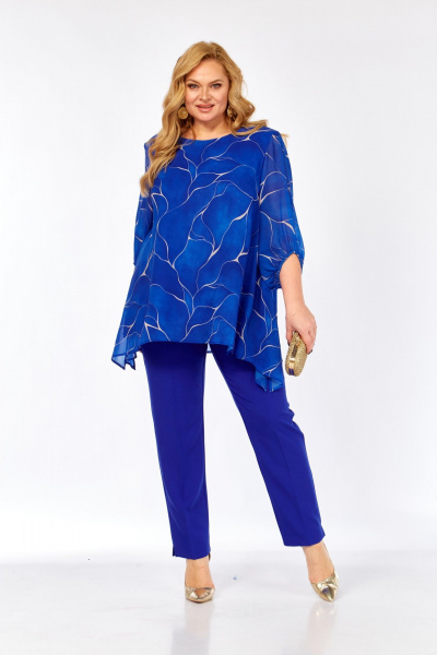 Блуза, брюки Элль-стиль 2263/15 василек - фото 11